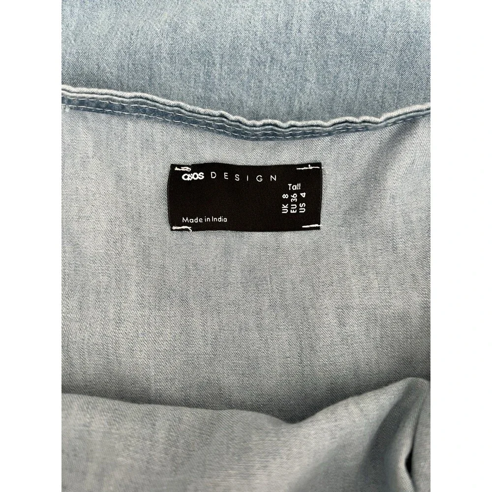 ASOS Soft Denim Babydoll Midi Dress Cotton Size 4 EUC - Picture 9 of 10